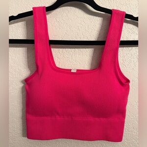 Zenana Padded Ribbed Brami Tank Hot Pink L/XL